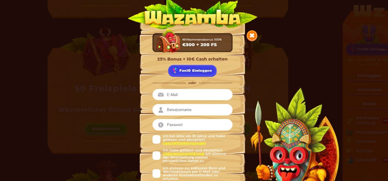 Wazamba Casino Register